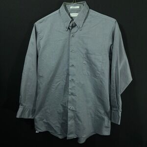 Van Heusen Men's Regular Fit Poplin Button Down Dress Shirt SZ 16 1/2 32/33 Gray